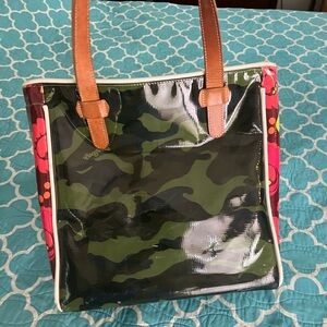 Consuela Green and Brown Shoulder Bag with Camouflage Design